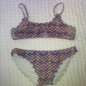 Mermaid Scale Kids Bikini Set - Multicolor